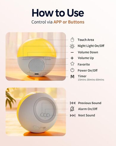 آلة ضوضاء بيضاء مع منبه شروق الشمس، 44 آلة صوت مهدئة غير متكررة للنوم، ضوء ليلي بـ 10 ألوان مع تطبيق ومؤقت، هدايا آلات ضوضاء للأطفال والبالغين في المنزل والمكتب والسفر in Kuwait