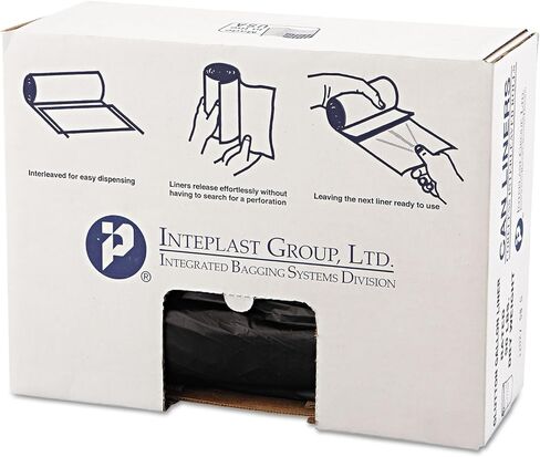 Inteplast VALH4348K22 High-Density Can Liner, 43 x 46, 60gal, 19mic, Black, 25/Roll, 6 Rolls/Carton in Kuwait