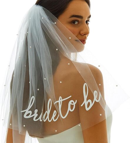 Bride to Be Veil and Sash Set, Pearl Bridal Veil Short White – Bachelorette Party, Bridal Shower, Wedding Accessories in Saudi Arabia