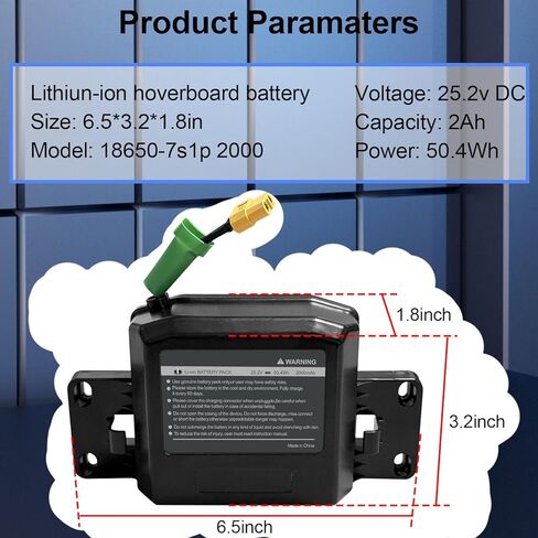 25.2￵￵V 2Ah H￵￵Over￵￵بطارية ليثيوم بديلة لألواح Jetson Hoverboards 50.4Wh طويلة الأمد تناسب 29.4V سكوتر التوازن الذاتي حجم حزمة البطارية: 6.5 * 3.2 * 1.8 بوصة in Kuwait