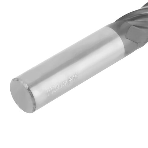 12mm Carbide End Mill, 4 Flute Straight Shank Milling Cutter Tool, Tungsten Steel, 75mm Length - High Wear Resistance, Coated, for Metal and Wood Machining in Saudi Arabia