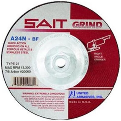 United Abrasives SAIT 20160 4-1/2x1/4x5/8-11 A24N عجلات طحن معدنية سريعة الطحن/ستانلس ستيل، 10 عبوات in Saudi Arabia