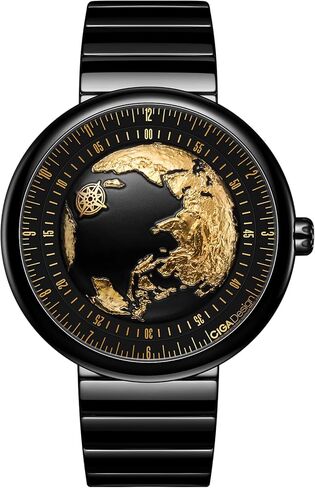 Ciga Design Mechanical Automatic Watch Blue Planet II · Atlantic ، حالة الفولاذ المقاوم للصدأ المستدير ، وتصميم الاتصال الهاتفي الشبيه بالأرض ، والنسخة المضيئة ، و Fluorubber حزام الساعات للرجال والنساء in Kuwait
