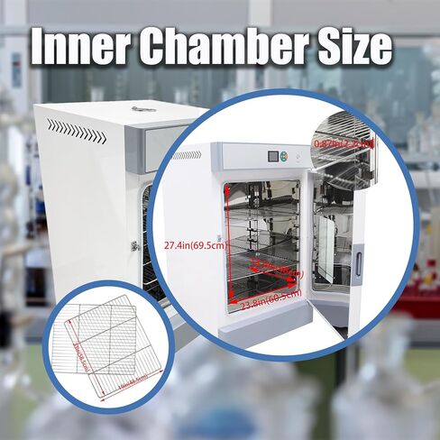 210L Lab Digital Forced Air Convection Drying Oven RT+10-300℃ Large-capacity Heating Oven Adjustable Fan Speed 220V 28.9×25.78×47 inches 3KW in Kuwait