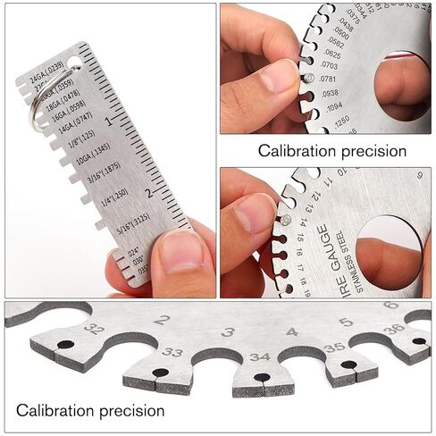2 Pcs Wire Gauge Measuring Tool Stainless Steel Thickness Gauges,Metal Sheets Welding Tool,Round Wire Cable Sheet Thickness Gage and Wire Thickness Gauge in Saudi Arabia