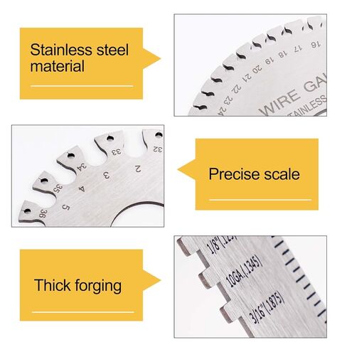 2 Pcs Wire Gauge Measuring Tool Stainless Steel Thickness Gauges,Metal Sheets Welding Tool,Round Wire Cable Sheet Thickness Gage and Wire Thickness Gauge in Saudi Arabia