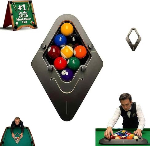Professional Billiard Rack System, Gap-Free Precision Pool Ball Rack for 8-Ball & 9-Ball, Adjustable Triangle & Heavy Duty Diamond Rack for Perfect Breaks, Billiards Accessories in Saudi Arabia