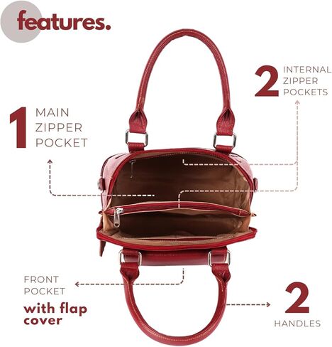Ladies Handbags for Women Tote Bag – Leather Purses, Shoulder or Crossbody, Black, Red, Dark Green, Dark Brown in Saudi Arabia