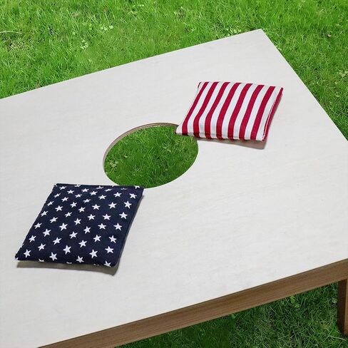 Nattork Cornhole Bags Set of 8 - Premium Corn Hole Bean Bags for Tossing - All Weather Resistant 8 Duck Cloth Double Stiched Corn Hole Bags and Tote Bags - Regulation Size (Star & Stripes) in Saudi Arabia