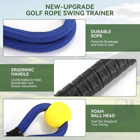 MIKOSI Golf Rope Swing Trainer، متعدد الأغراض Golf Swing Trainer مقاومة قابلة للتعديل لتحسين الإيقاع والسرعة، معدات ممارسة الجولف مع كرة ناعمة مرجحة لممارسة التمارين الداخلية والخارجية، أزرق in Kuwait