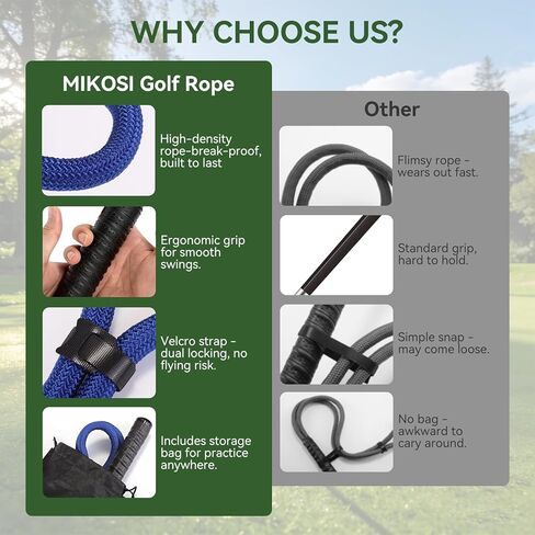 MIKOSI Golf Rope Swing Trainer، متعدد الأغراض Golf Swing Trainer مقاومة قابلة للتعديل لتحسين الإيقاع والسرعة، معدات ممارسة الجولف مع كرة ناعمة مرجحة لممارسة التمارين الداخلية والخارجية، أزرق in Kuwait