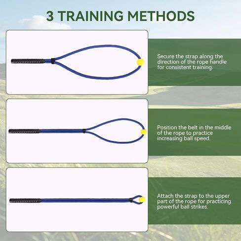 MIKOSI Golf Rope Swing Trainer، متعدد الأغراض Golf Swing Trainer مقاومة قابلة للتعديل لتحسين الإيقاع والسرعة، معدات ممارسة الجولف مع كرة ناعمة مرجحة لممارسة التمارين الداخلية والخارجية، أزرق in Kuwait