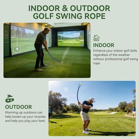 MIKOSI Golf Rope Swing Trainer، متعدد الأغراض Golf Swing Trainer مقاومة قابلة للتعديل لتحسين الإيقاع والسرعة، معدات ممارسة الجولف مع كرة ناعمة مرجحة لممارسة التمارين الداخلية والخارجية، أزرق in Kuwait