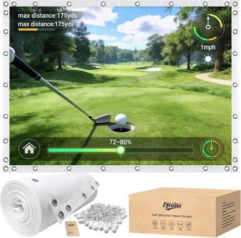 Golf Simulator Impact Screen for Home & Garage Training, Indoor Practice Screen, 5X Thicker 3-Layer Design, 40% Clearer HD Projection, Tool-Free Quick Install, Multi-Scene Use as Unique Gifts in Saudi Arabia