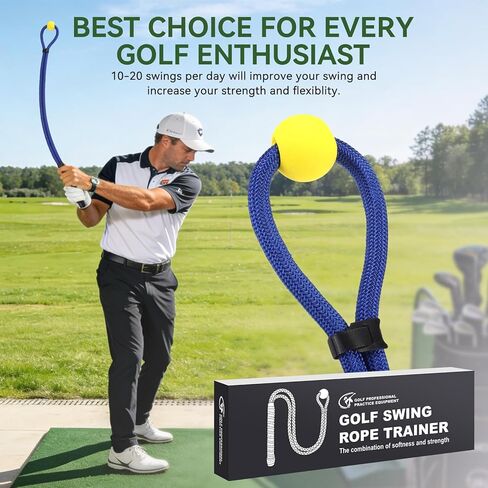 MIKOSI Golf Rope Swing Trainer، متعدد الأغراض Golf Swing Trainer مقاومة قابلة للتعديل لتحسين الإيقاع والسرعة، معدات ممارسة الجولف مع كرة ناعمة مرجحة لممارسة التمارين الداخلية والخارجية، أزرق in Kuwait