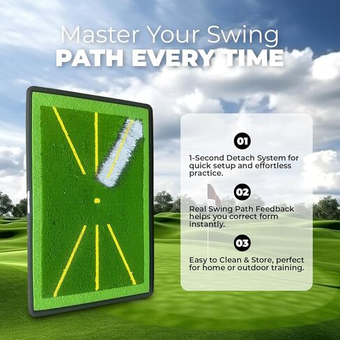 Golf Hitting Mat - 1-Second Detach System Golf Training Mat - Real Swing Path Feedback - Easy Clean & Store in Saudi Arabia