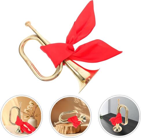 Mikinona Bugle Trumpet Wind Instrument للمبتدئين، بوق عسكري معدني مع وشاح أحمر، أداة أداء الفرقة النحاسية للاستخدام في المدرسة والأوركسترا in Saudi Arabia