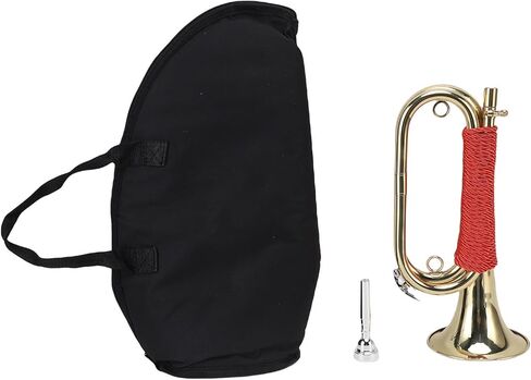 Fockety Brass Bugle, Gold Plated Cavalry Trumpet with Bright Clear Sound and Red Braided Handle, with Storage Bag for Summer Camp School Band in Saudi Arabia