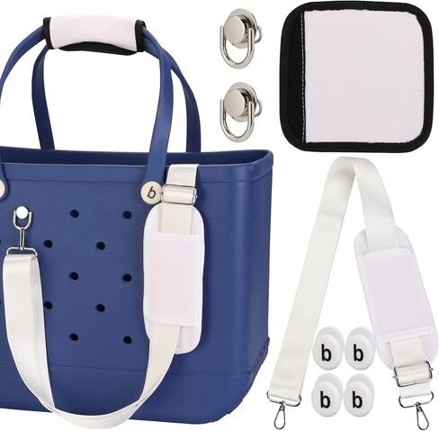 Strap for Bogg Bag Accessories,Adjustable Bag Straps with Shoulder Pad for Original Bog Beach Tote,Comes with Handle Wrap,Metal Screw Buttons and Replacement Buttons in Kuwait