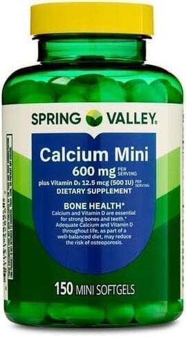 Calcium Plus Vitamin D3 150 Mini Softgels | Calcium Supplement | softgels | Calcium 600 mg with Vitamin d3 | Calcium Carbonate 600 mg, 150 Mini Softgels in Saudi Arabia