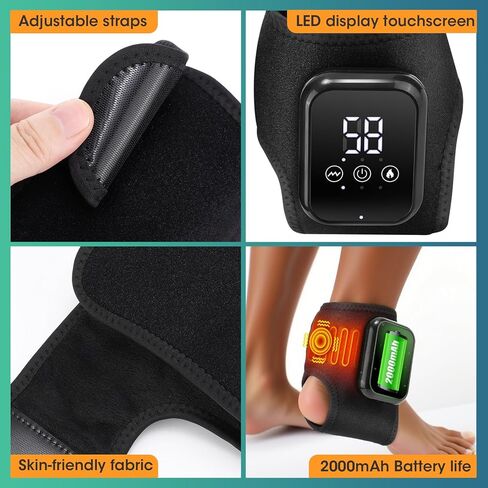 قطعتان من جهاز تدليك تجديد القدم لعلاج الاعتلال العصبي، مدلك لاسلكي 3 في 1 للقدم والكاحل لتخفيف الكعب والقوس والكاحل، قابل لإعادة الشحن بقدرة 2000 مللي أمبير في الساعة، أسود in Kuwait