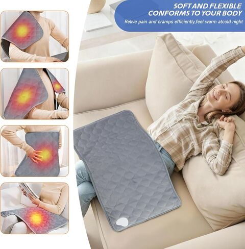 Heating Pad for Back Neck Shoulder Pain, Electric Heating Pad Auto Shut Off, Fast Heat, Large Heating Pad Gifts for Women Men, Machine Washable, Overheat Protection-12''×24'' in Saudi Arabia