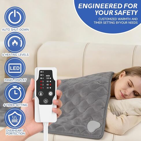 Heating Pad for Back Neck Shoulder Pain, Electric Heating Pad Auto Shut Off, Fast Heat, Large Heating Pad Gifts for Women Men, Machine Washable, Overheat Protection-12''×24'' in Saudi Arabia