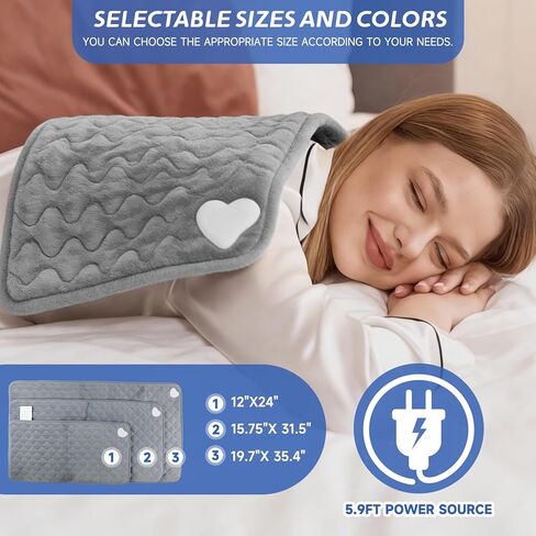 Heating Pad for Back Neck Shoulder Pain, Electric Heating Pad Auto Shut Off, Fast Heat, Large Heating Pad Gifts for Women Men, Machine Washable, Overheat Protection-12''×24'' in Saudi Arabia