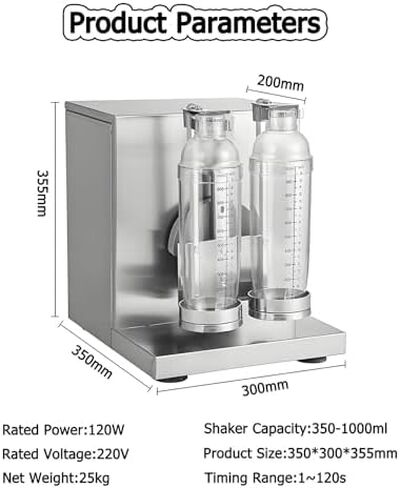 شاكر شاي الحليب الكهربائي، خلاط أوتوماتيكي بكوب مزدوج من الفولاذ المقاوم للصدأ لشاي الفقاعات والعصير والقهوة والحليب والكوكتيلات in Kuwait