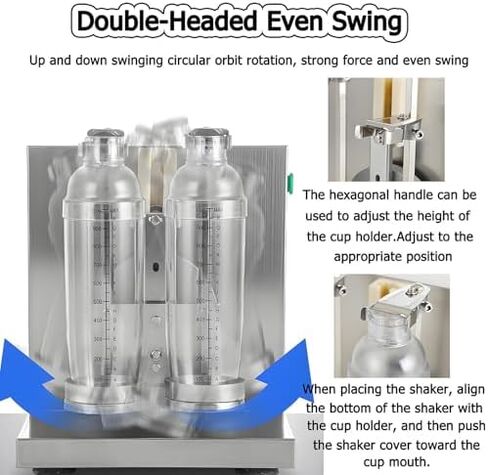 شاكر شاي الحليب الكهربائي، خلاط أوتوماتيكي بكوب مزدوج من الفولاذ المقاوم للصدأ لشاي الفقاعات والعصير والقهوة والحليب والكوكتيلات in Kuwait