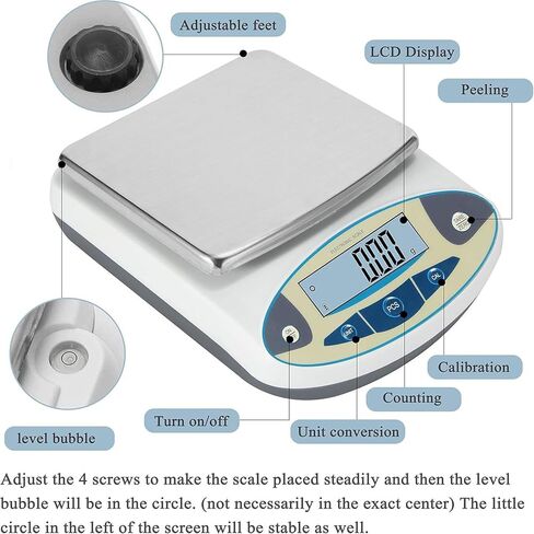 Lab-Grade Precision Digital Scale - 5000g/0.01g Accuracy, Stainless Steel Platform, Tare & Calibration Function for Laboratory, Jewelry, and Industrial Weighing in Saudi Arabia