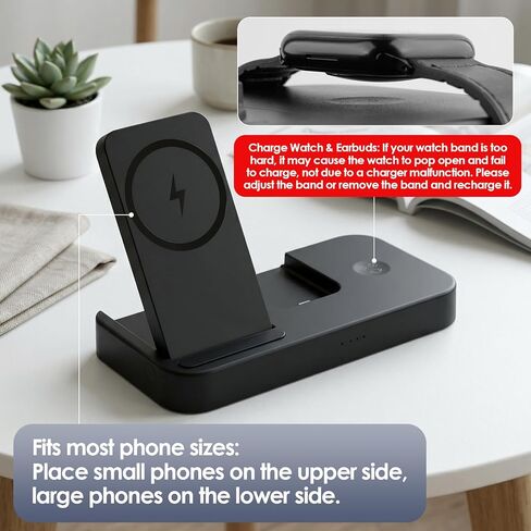 محطة شحن 4 في 1 لشاحن Oura Ring Gen 4 (شاحن Oura Ring غير متضمن)، شاحن مغناطيسي سريع 25 وات لأجهزة iPhone وApple Watch وAirPods وشاحن لاسلكي لهاتف Samsung Galaxy in Kuwait