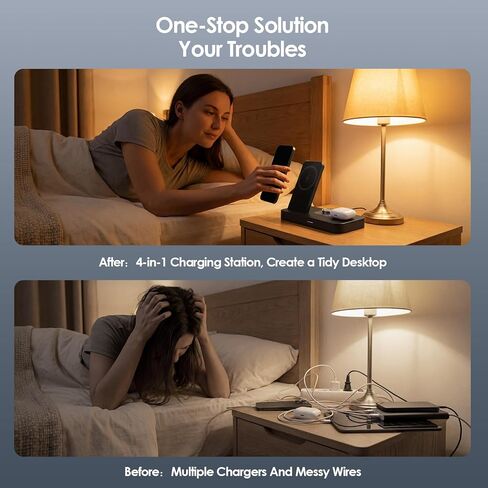 محطة شحن 4 في 1 لشاحن Oura Ring Gen 4 (شاحن Oura Ring غير متضمن)، شاحن مغناطيسي سريع 25 وات لأجهزة iPhone وApple Watch وAirPods وشاحن لاسلكي لهاتف Samsung Galaxy in Kuwait