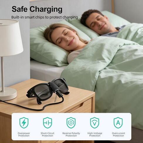 محول شحن لنظارات ميتا راي بان: Wayfarer وSkyler وHeadliner وOakley HSTN شاحن النظارات الذكية، شاحن صغير لملحقات نظارات RayBan Meta AI الذكية مع مؤشر LED، أسود in Kuwait