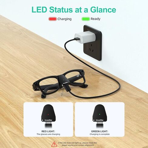 محول شحن لنظارات ميتا راي بان: Wayfarer وSkyler وHeadliner وOakley HSTN شاحن النظارات الذكية، شاحن صغير لملحقات نظارات RayBan Meta AI الذكية مع مؤشر LED، أسود in Kuwait