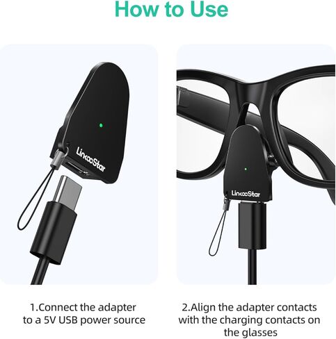 محول شحن لنظارات ميتا راي بان: Wayfarer وSkyler وHeadliner وOakley HSTN شاحن النظارات الذكية، شاحن صغير لملحقات نظارات RayBan Meta AI الذكية مع مؤشر LED، أسود in Kuwait