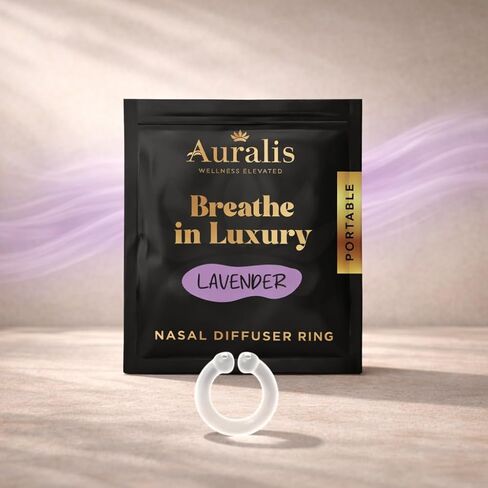 مجموعة Auralis Discovery - حلقات ناشرة الأنف للعلاج بالروائح | جهاز استنشاق الزيت العطري السيليكون | 5 روائح: الأوكالبتوس واللافندر والنعناع والليمون وشجرة الشاي | الهدوء والتركيز in Saudi Arabia