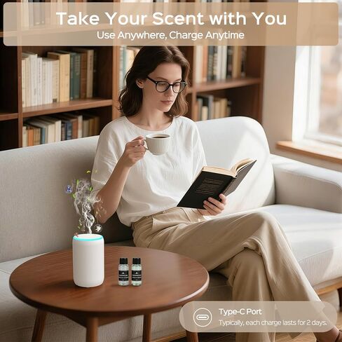 مجموعة أدوات توزيع الزيوت العطرية المحمولة بدون ماء مع 7 أضواء للمنزل والسيارة والمكتب، أجهزة توزيع الروائح المضغوطة تتضمن 2 × 20 مل من زيوت رائحة الفنادق، فكرة هدية للآباء والأصدقاء in Saudi Arabia