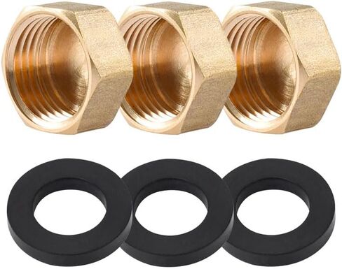 2 Pieces of Brass Colored 1/2 Inch Female Thread Blind Plate Covers with Gaskets for Sealing and Leak Prevention, Solving The Problem of Pipe Interface Blockage. Suitable for Washing Machine Radiators in Kuwait