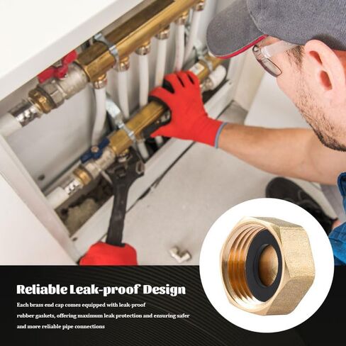 2 Pieces of Brass Colored 1/2 Inch Female Thread Blind Plate Covers with Gaskets for Sealing and Leak Prevention, Solving The Problem of Pipe Interface Blockage. Suitable for Washing Machine Radiators in Kuwait