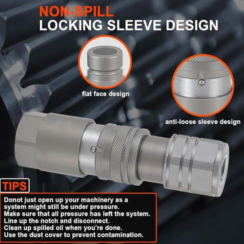 3/4 "NPT مقرنة هيدروليكية سريعة التوصيل وجه مسطح تركيبات الموصلات متوافقة مع Bobcat Skid Steer (ISO 16028) in Kuwait