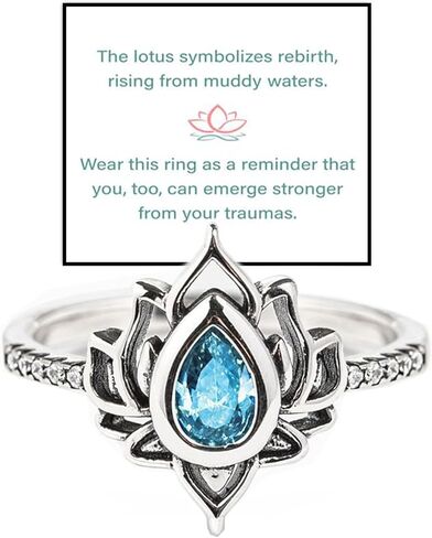 FUCK MY TRAUMA LOTUS RING, S925 Silver Lotus Flower High Polish Tarnish Resistant Zircon Inlaid Inspirational Ring Unique Lotus Ring Reminds You to Let Go of Your Trauma in a Playful Way No Mud No Lotus Ring Jewelry Gifts for Women Sisters in Kuwait