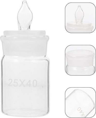 Luxshiny Glass Weighing Bottle with Lid 25x40mm Small Reagent Bottle for Lab Sampling and Liquid Measurement, Wide Mouth Laboratory Jar for Chemistry Experiments in Saudi Arabia