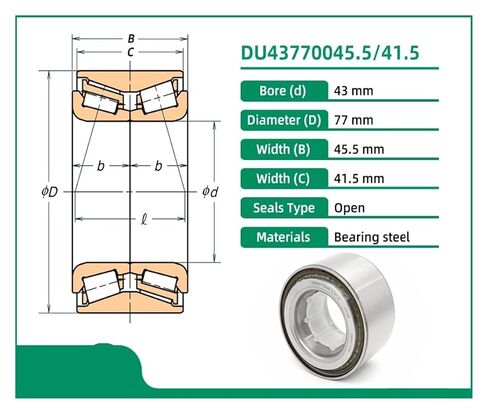 1 قطعة DU43770045.5/41.5 43X77X45.5X41. 43KWD07 517013 DU437700455/415 وحدات المحور مدبب أسطواني in Kuwait