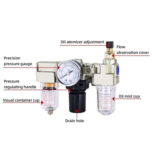 AC2000-02/AC3000-03 Pneumatic Air Processor 3-in-1 Compressor Filter, Regulator, Relief Valve & Oil Separator(AC3000-03,Copper Filter) in Kuwait