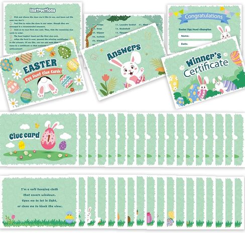 AhfuLife Easter Egg Hunt Signs Decorations Set for Kids, 9pcs Easter Bunny Chick Paper Signs Clues and 20pcs Bunny Paw Print Decorations for Outdoor Yard Home Garden Spring Lawn Party in Saudi Arabia