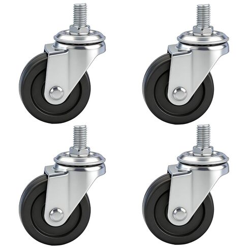 عجلات دوارة مقاس 2 بوصة - مجموعة من 4 عجلات مطاطية جذعية ملولبة مقاس 8 × 15 مم، عجلة دوارة 360 درجة لعجلات الأثاث للعربات والمشروعات التي تصنعها بنفسك in Kuwait