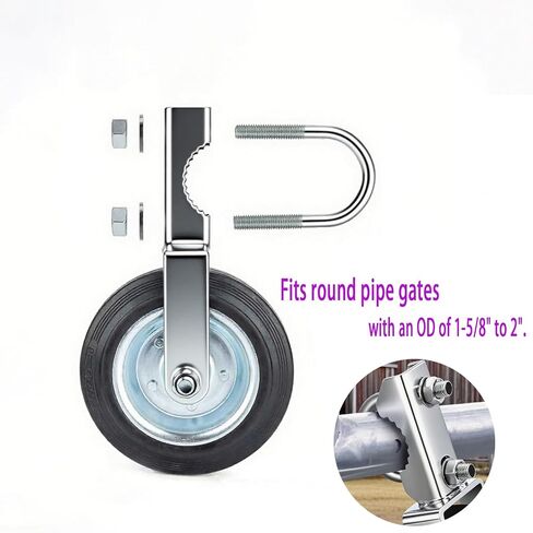 6-inch gate Wheel, Auxiliary Wheel, gate Support, Chain mesh Fence, Metal Round Tube Swing gate Anti-Drag Black in Saudi Arabia
