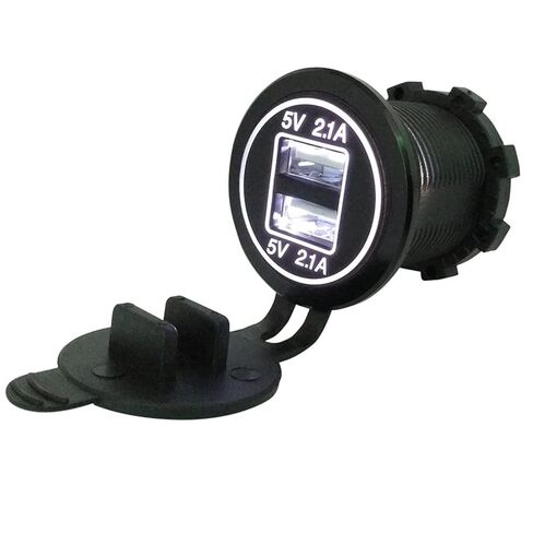 موصل USB 12 فولت إلى 5 فولت شاحن USB مزدوج منفذ USB 2.1A للدراجات النارية قطعة واحدة (أخضر) in Kuwait