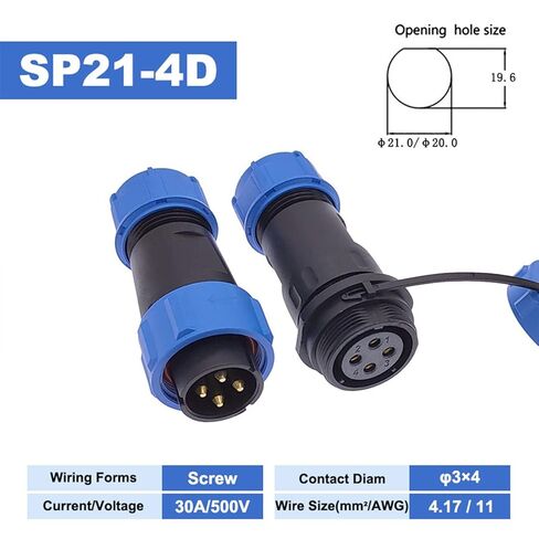 Welding Free SP21 Connectors IP68 Aviation Plug Male Female 2pin 3pin 4pin Screw Connection 1Pcs(SL21-4D) in Saudi Arabia